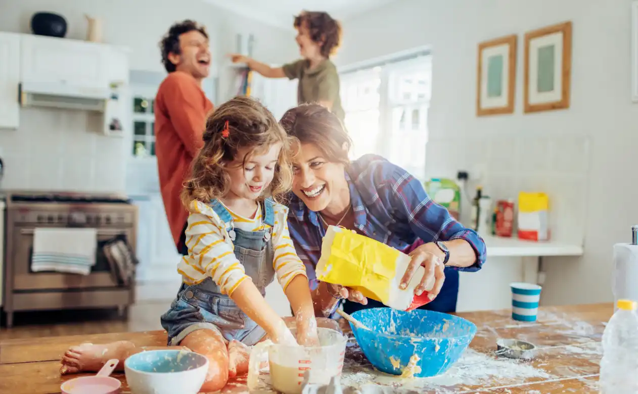 Family enjoying fun time on a waterproof floor